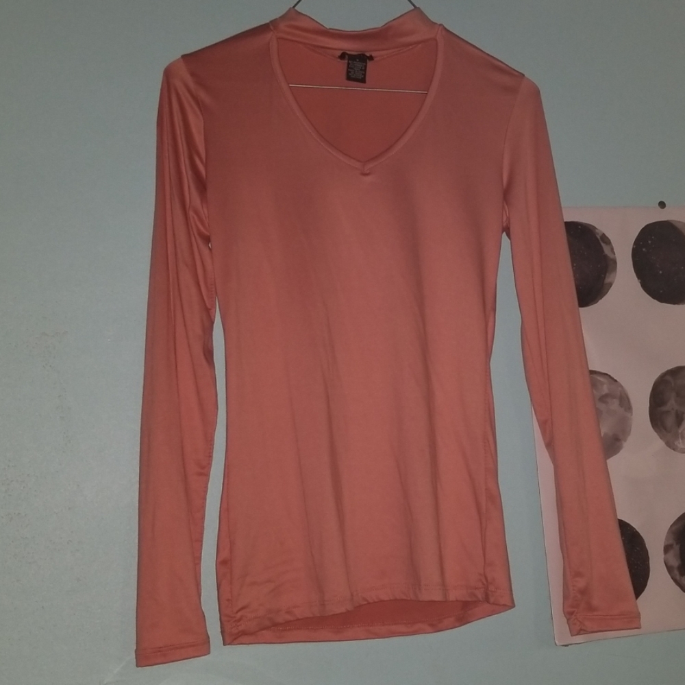 NWOT Rue21 Pink V Neck Choker Long Sleeve Shirt